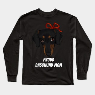 Proud Daschund Mom Dog lover - white text Long Sleeve T-Shirt